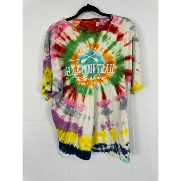 Retro Tie-Dye Half Moon Trail Resort T-Shirt XL | Colorful Boho Style, Grunge - Picture 1 of 6